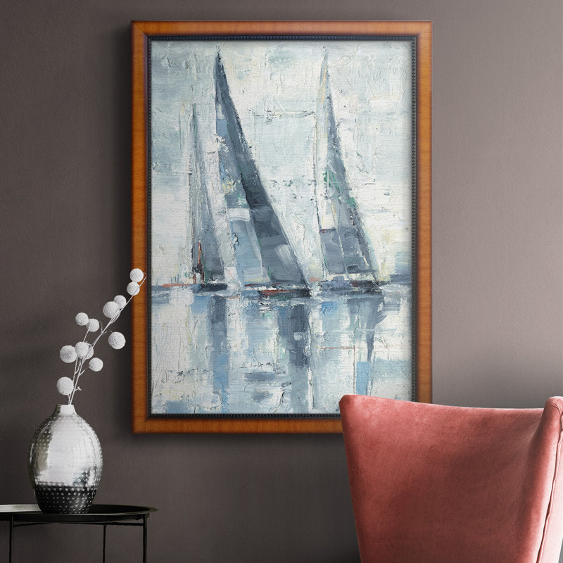 Abstract Sailing Scene Oil Painting for Nautical Home Decor