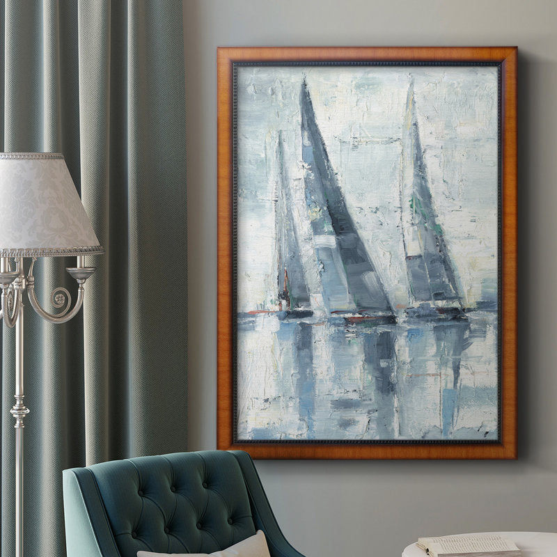 Abstract Sailing Scene Oil Painting for Nautical Home Decor