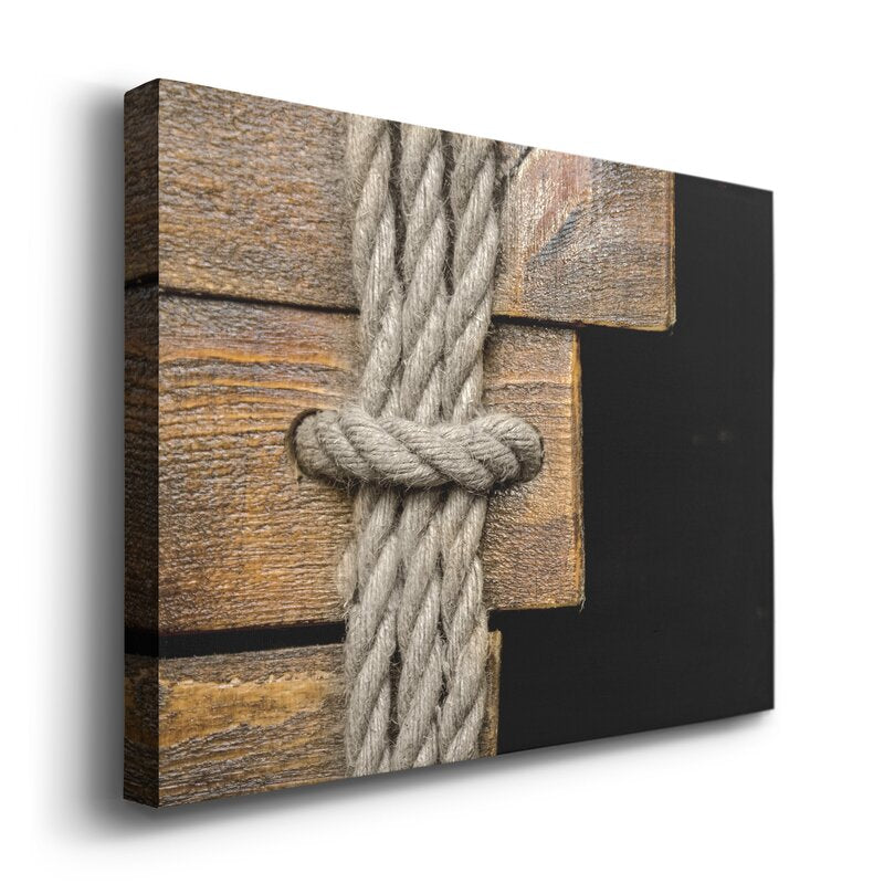 Intricate Rope Knot Art on Wood - Modern Oil Painting for Nautical Decor