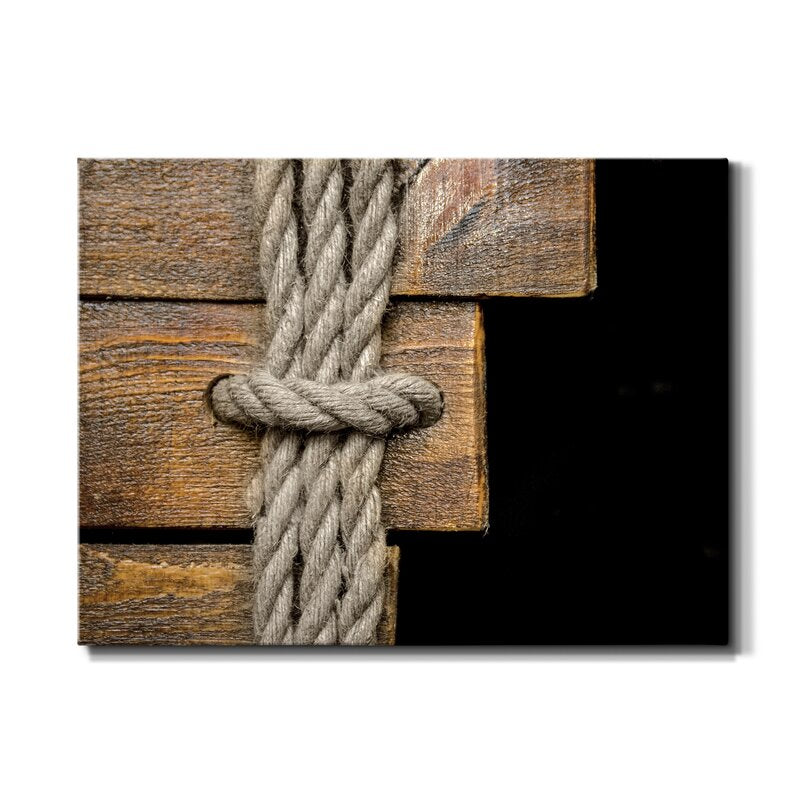 Intricate Rope Knot Art on Wood - Modern Oil Painting for Nautical Decor