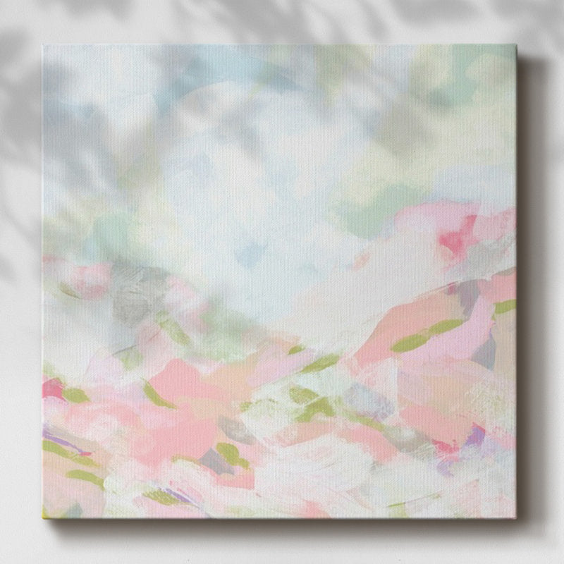 Blossoming Rose Abstract Landscape Oil Painting for Home Decor