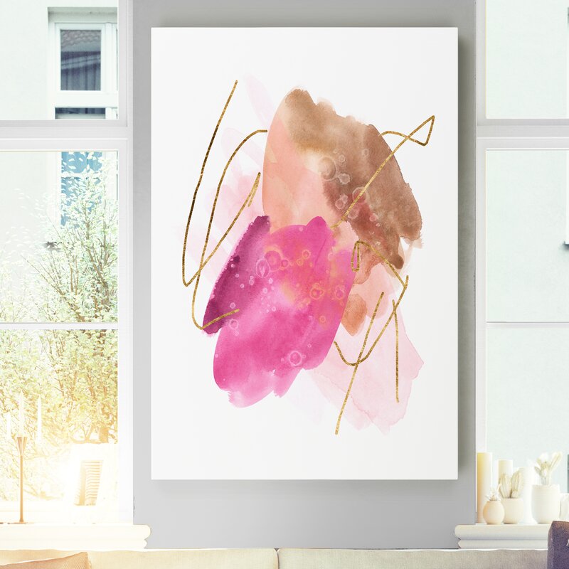 Elegant Abstract Rose Painting with Gold Accents for Home Decor