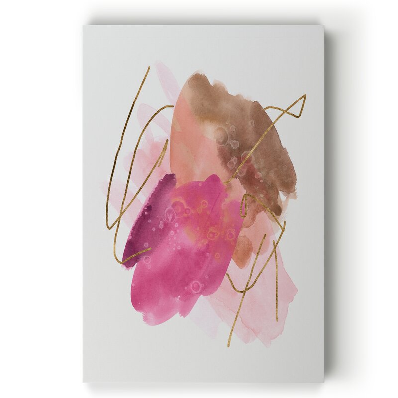 Elegant Abstract Rose Painting with Gold Accents for Home Decor