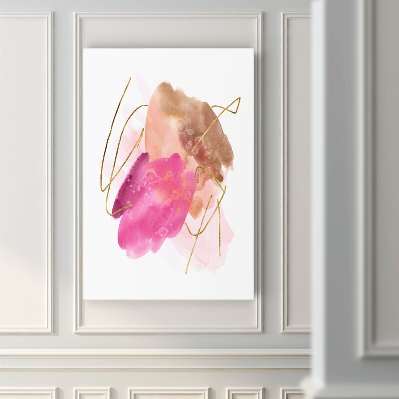 Elegant Abstract Rose Painting with Gold Accents for Home Decor