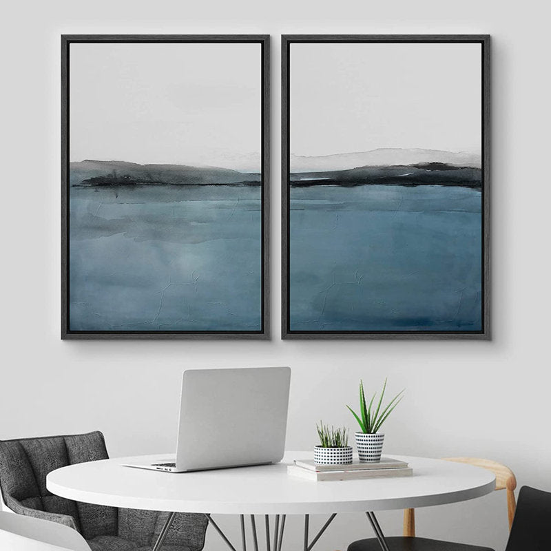 Blue Pastel Landscape Abstract Art Print for Modern Home Decor, Bohemian Style Wall Art
