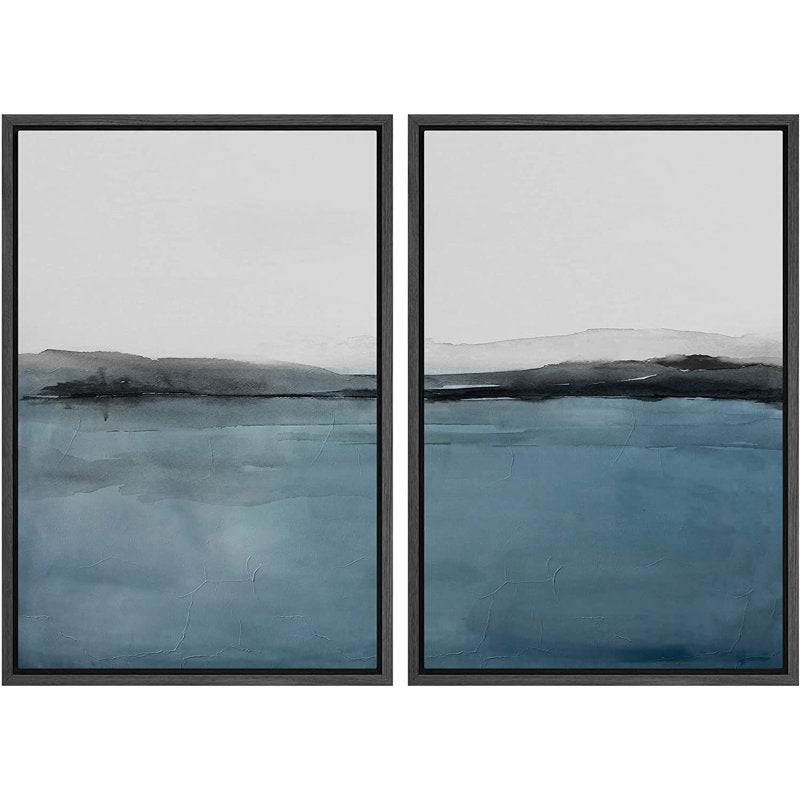 Blue Pastel Landscape Abstract Art Print for Modern Home Decor, Bohemian Style Wall Art