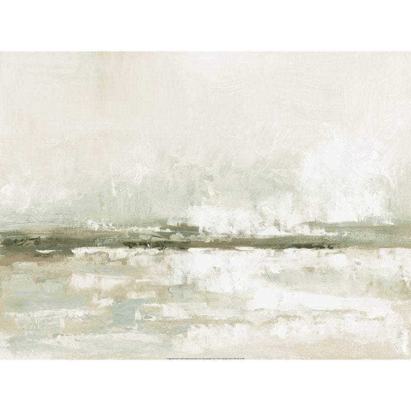 Serene Sage Blue and Cream Abstract Landscape Oil Painting for Modern Decor
