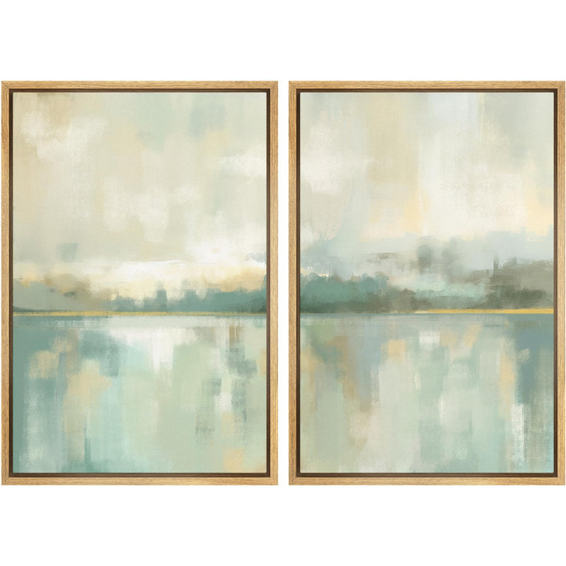 Sage Green and Tan Abstract Landscape Art for Calm and Relaxing Home Decor