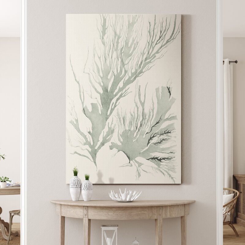Serene Sage Green Seaweed Abstract Oil Painting for Modern Home Decor