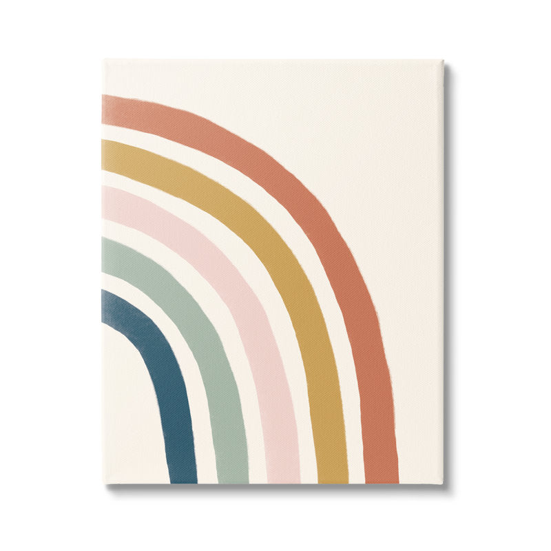 Geometric Rainbow Stripes Abstract Oil Painting for Modern Home Decor