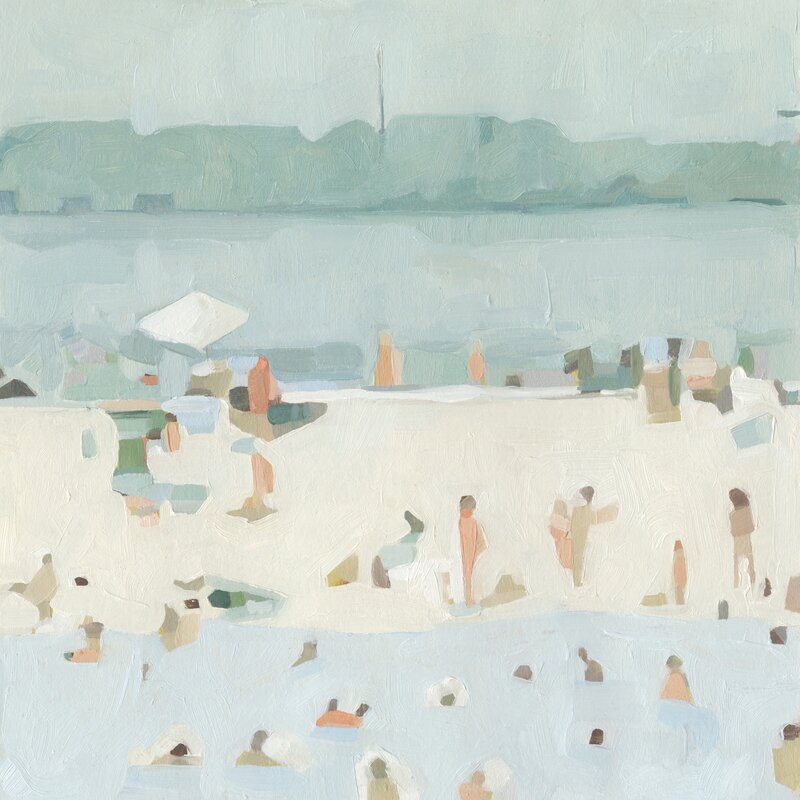 Serene Beach Day Oil Painting