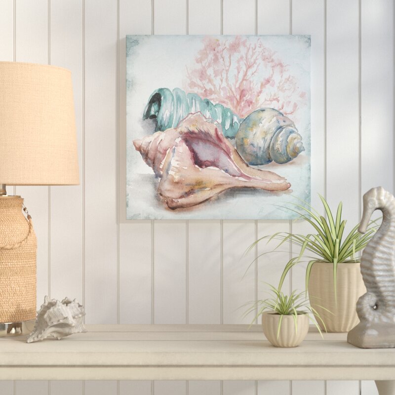Beautiful Coastal Sea Shells Oil Painting for Nautical Home Décor