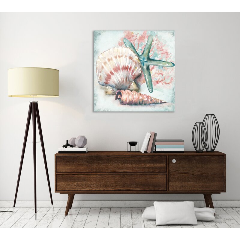 Coastal Charm: Serene Oil Painting of Sea Shells and Starfish