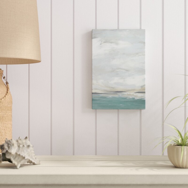 Tranquil Seafoam Landscape Oil Painting for Coastal Home Decor