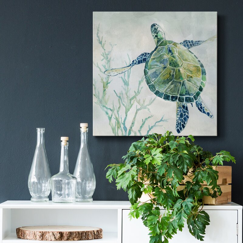 Elegant Sea Turtle Hand-Painted Oil Artwork for Ocean Lovers