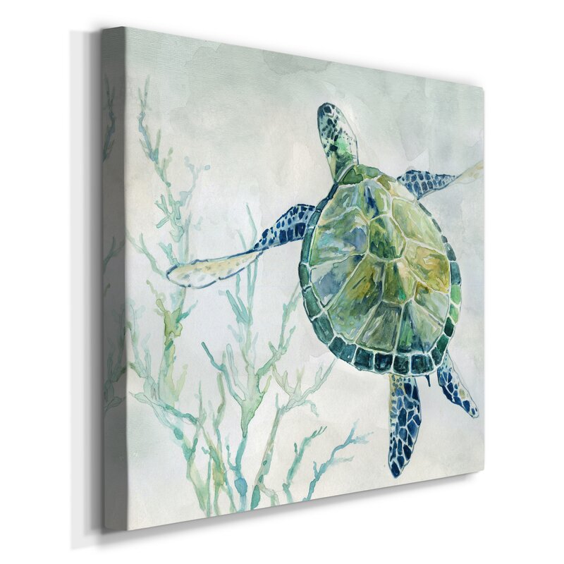 Elegant Sea Turtle Hand-Painted Oil Artwork for Ocean Lovers