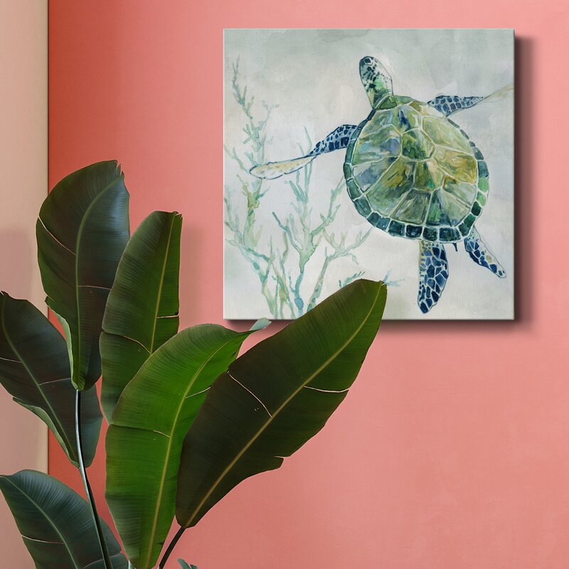 Elegant Sea Turtle Hand-Painted Oil Artwork for Ocean Lovers