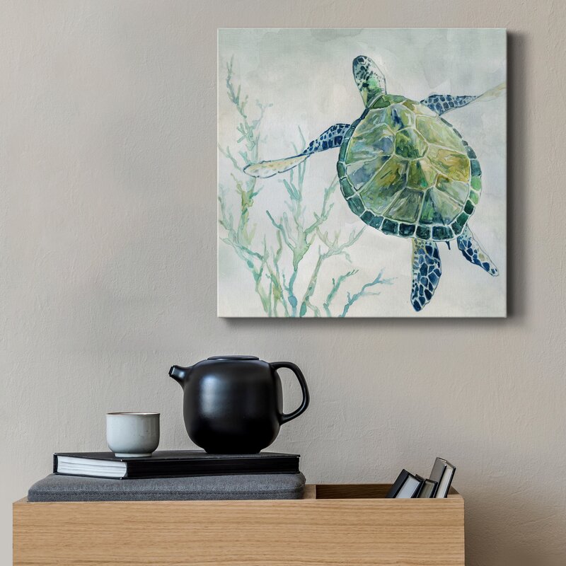 Elegant Sea Turtle Hand-Painted Oil Artwork for Ocean Lovers
