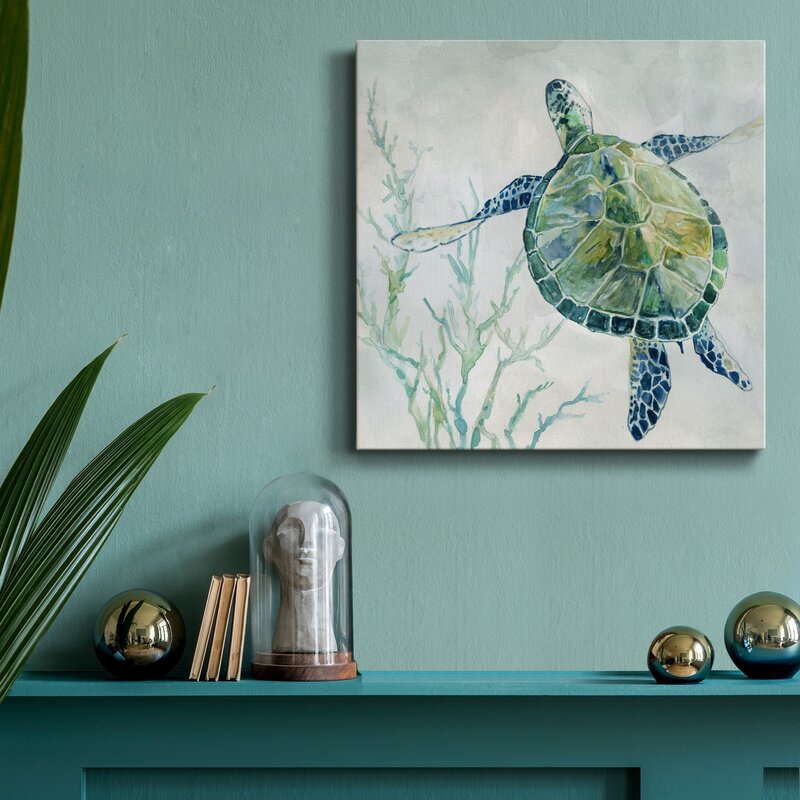 Elegant Sea Turtle Hand-Painted Oil Artwork for Ocean Lovers