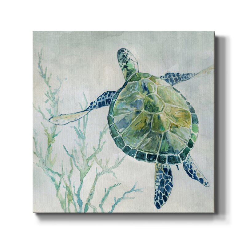 Elegant Sea Turtle Hand-Painted Oil Artwork for Ocean Lovers