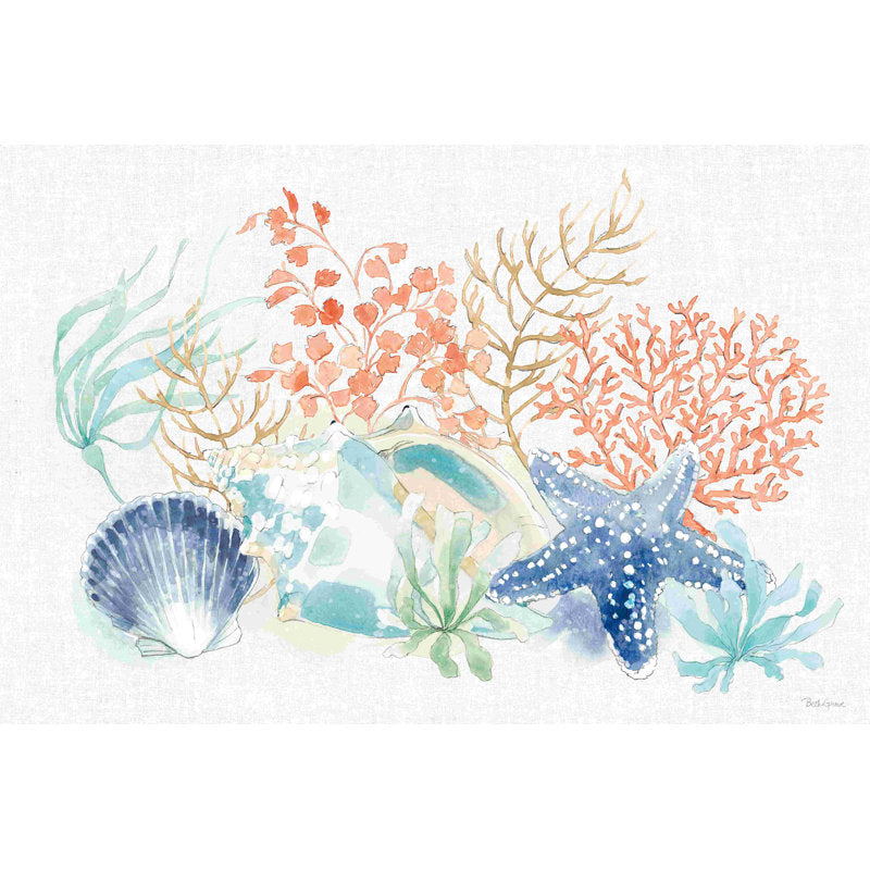 Vibrant Coastal Seascape with Shells and Coral - Relaxing Ocean Art