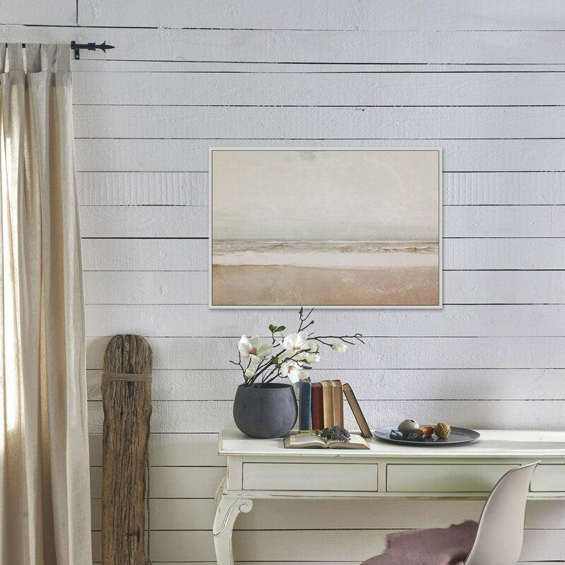 Tranquil Ocean Landscape: Serene Beach Oil Painting for Home Décor