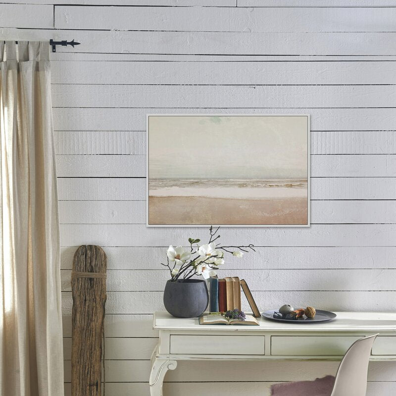 Tranquil Ocean Landscape: Serene Beach Oil Painting for Home Décor