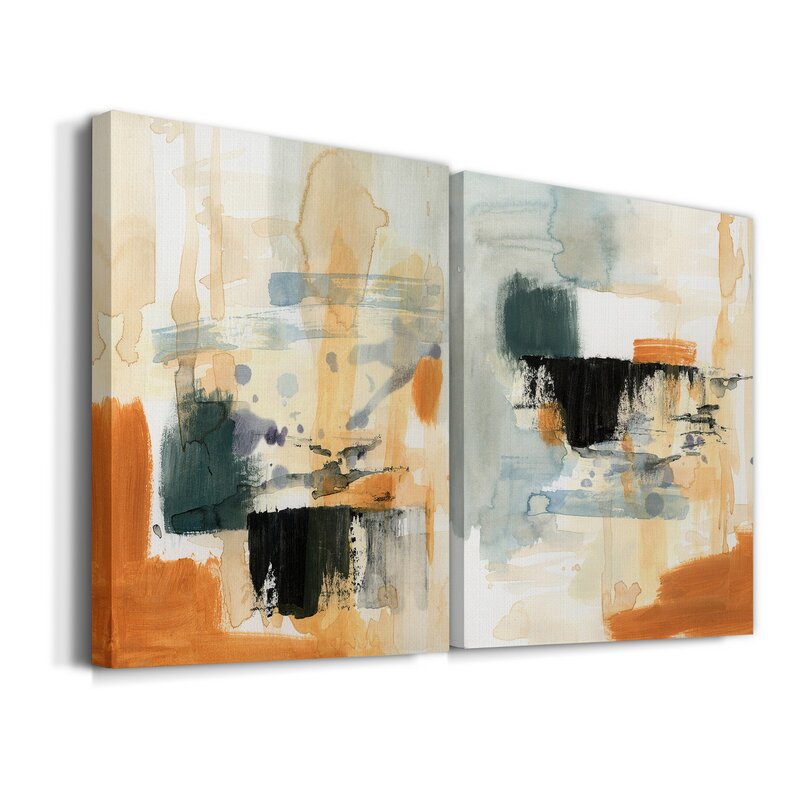 Abstract Oil Painting Set in Earthy Tones for Modern Home Decor