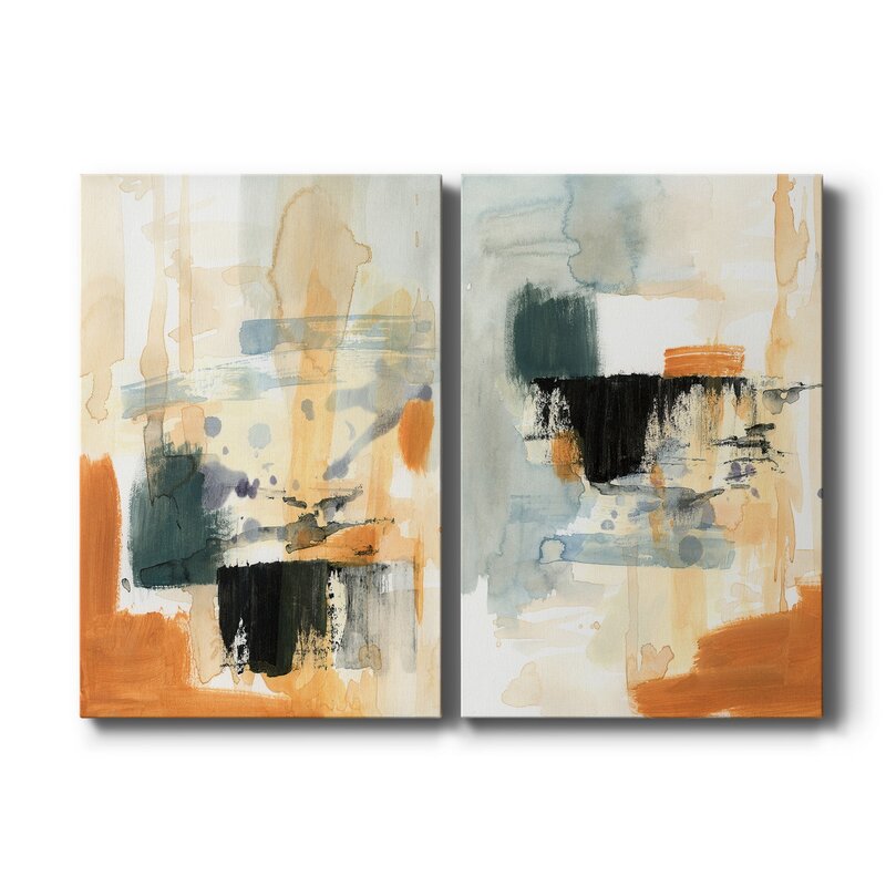 Abstract Oil Painting Set in Earthy Tones for Modern Home Decor