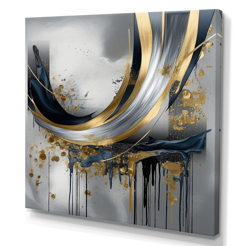 Elegant Abstract Marble Art with Gold and Blue Tones for Modern Home Decor