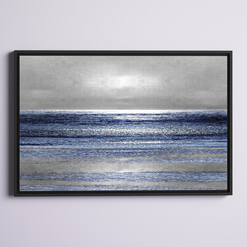 Serene Silver Seascape Oil Painting for Coastal Home Decor