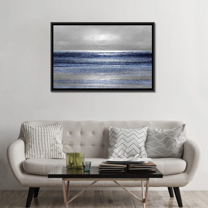 Serene Silver Seascape Oil Painting for Coastal Home Decor