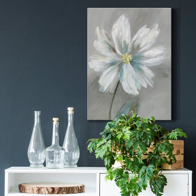Elegant White Flower Oil Painting for Modern Home Decor
