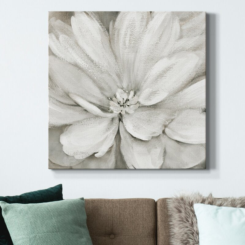 Elegant White Flower Oil Painting for Soft, Serene Home Decor