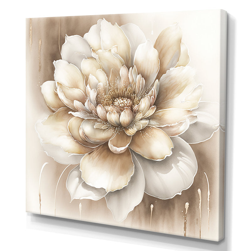 Elegant Beige Floral Oil Painting for Home Decor and Wall Art