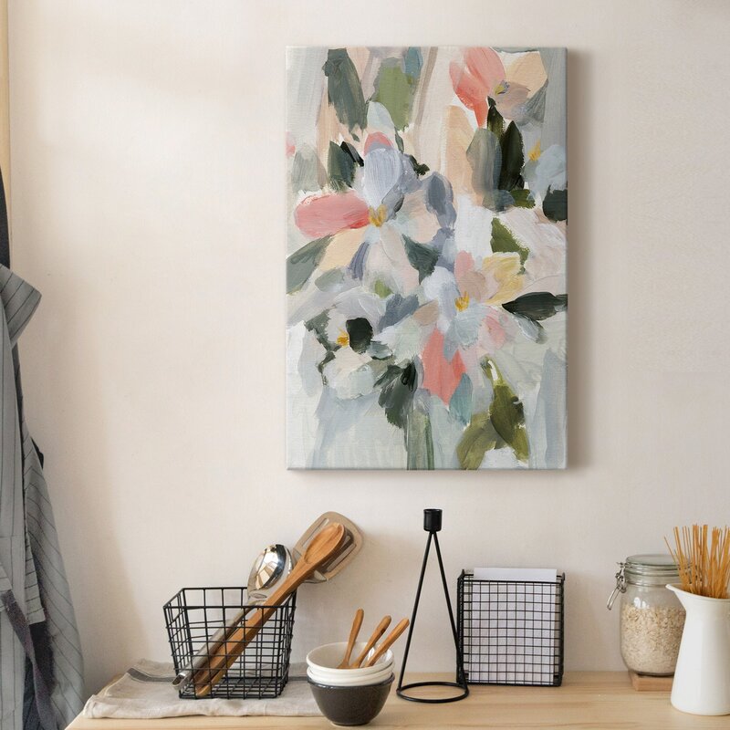 Delicate Floral Oil Painting with Soft Pastel Hues for Elegant Decor