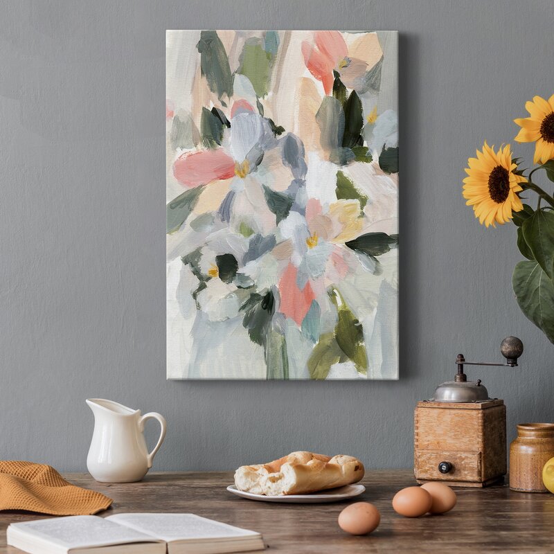 Delicate Floral Oil Painting with Soft Pastel Hues for Elegant Decor