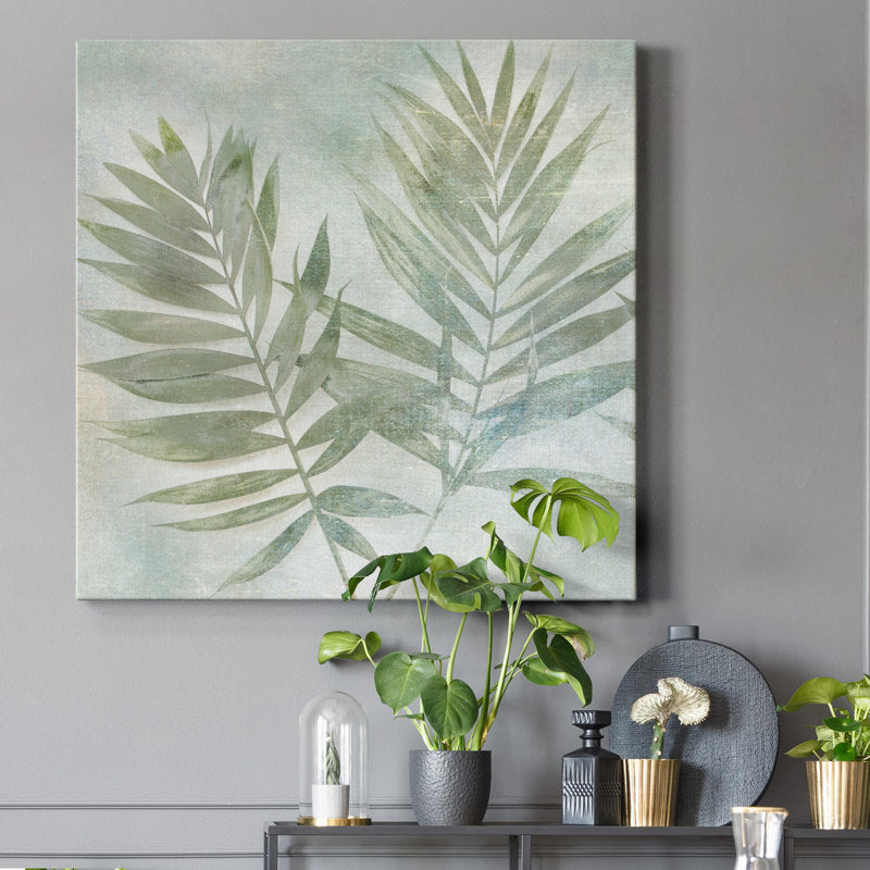Serene Green Leaves Abstract Oil Painting for Modern Home Decor