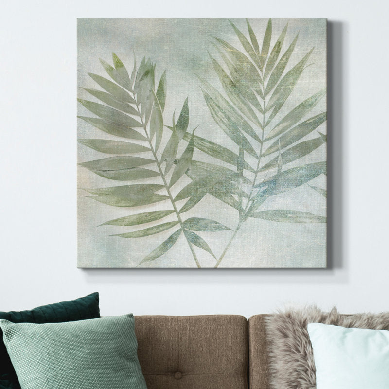 Serene Green Leaves Abstract Oil Painting for Modern Home Decor