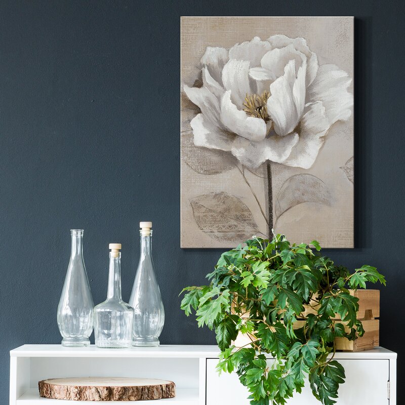 Elegant Soft White Floral Oil Painting for Modern Home Decor