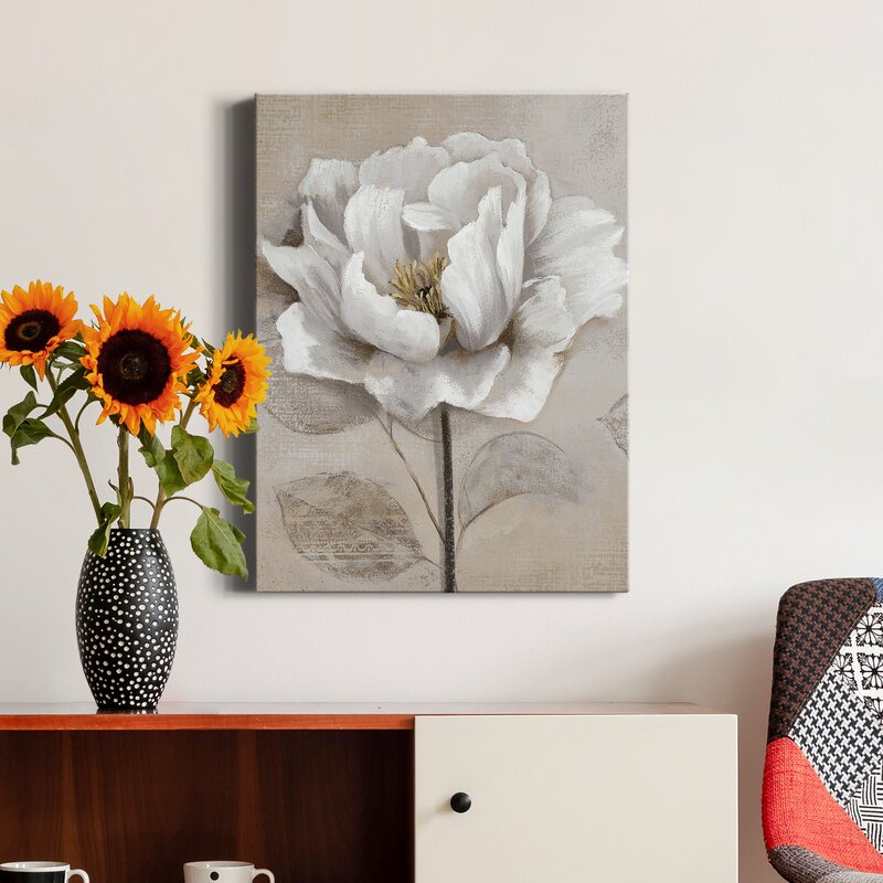 Elegant Soft White Floral Oil Painting for Modern Home Decor