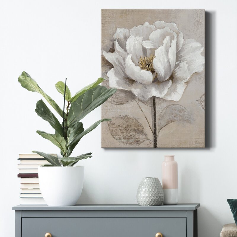 Elegant Soft White Floral Oil Painting for Modern Home Decor