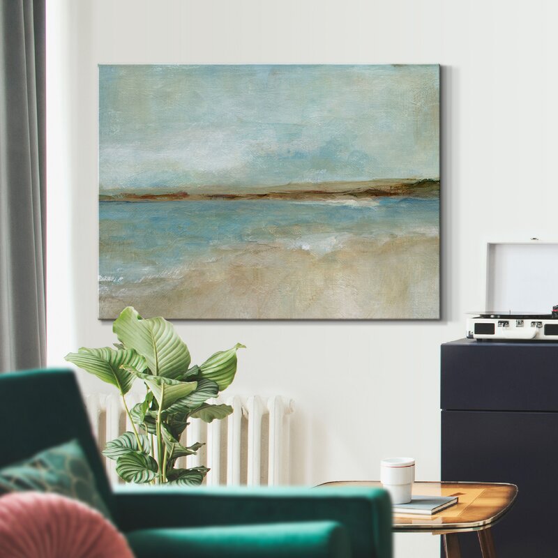 Tranquil Beach Horizon Landscape Oil Painting