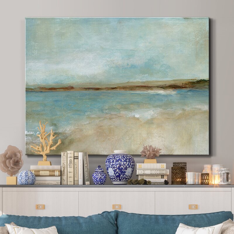 Tranquil Beach Horizon Landscape Oil Painting