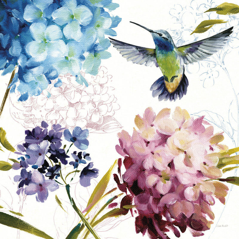 Spring Hummingbird and Floral Oil Painting for Bright Home Décor