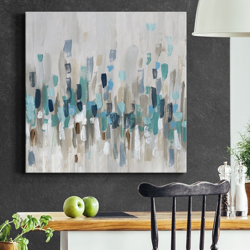 Abstract Seascape Oil Painting in Tranquil Blue and Earthy Tones for Home Decor