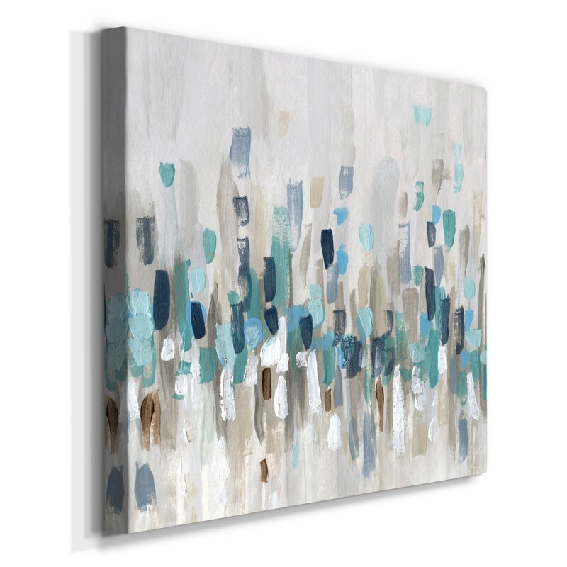 Abstract Seascape Oil Painting in Tranquil Blue and Earthy Tones for Home Decor