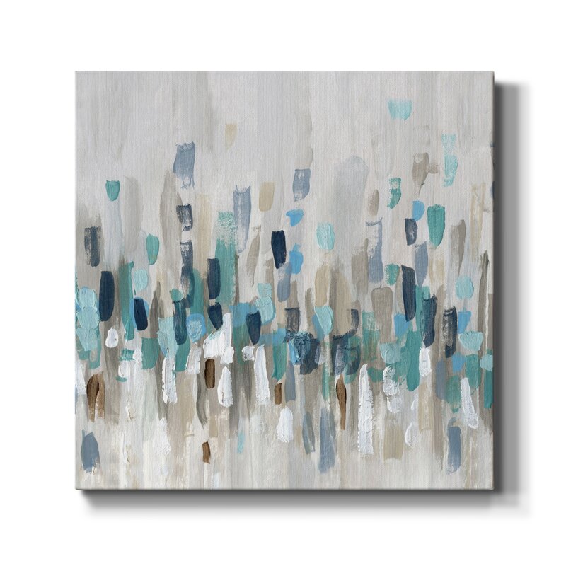 Abstract Seascape Oil Painting in Tranquil Blue and Earthy Tones for Home Decor