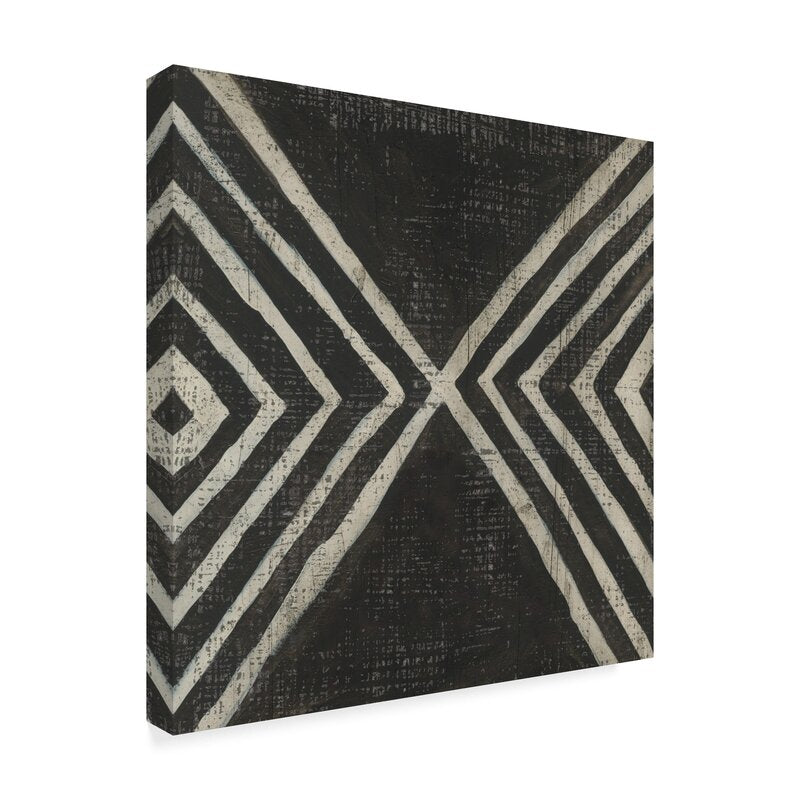 Modern Black and White Geometric Oil Painting