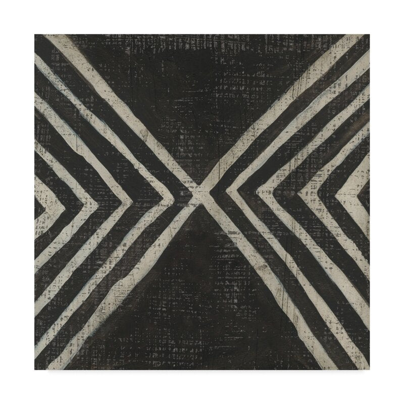 Modern Black and White Geometric Oil Painting